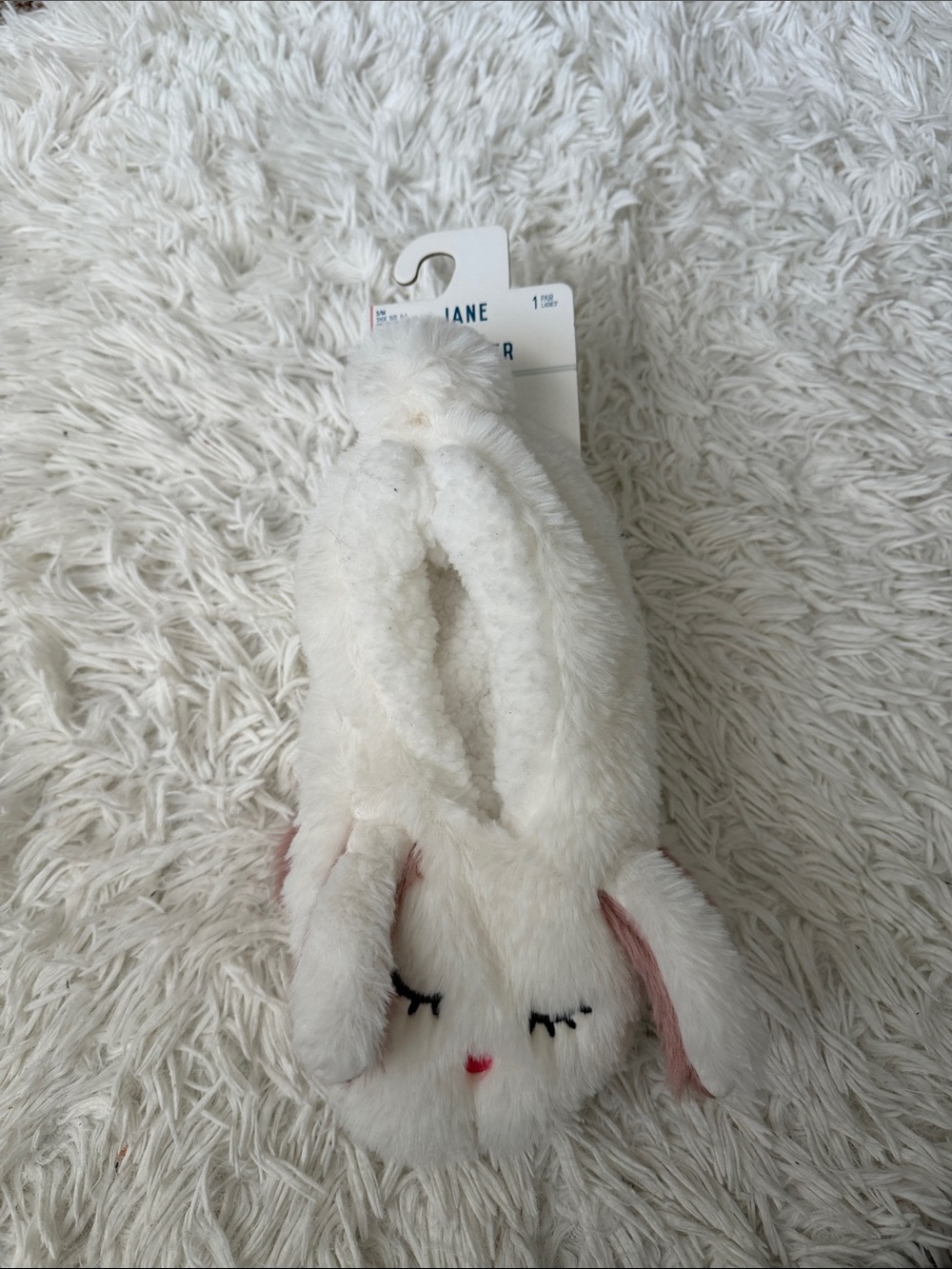 Jane & Bleecker Faux Fur Plush Bunny Slippers S/M 6/7